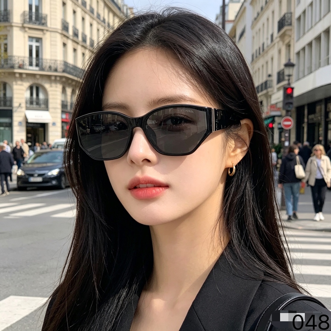 。。Chane*曲面屏猫眼墨镜女款2026新款高级感防紫外线防晒尼龙太阳眼镜男款