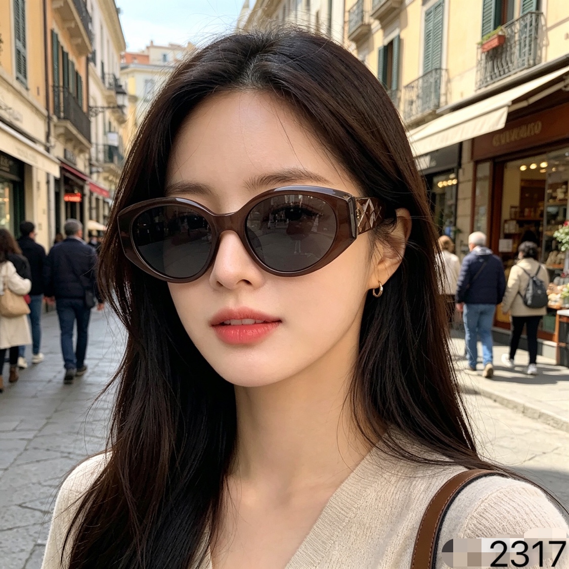 。。Chane*复古玳瑁猫眼偏光太阳镜女小脸防晒墨镜韩版时尚高级感开车眼镜男