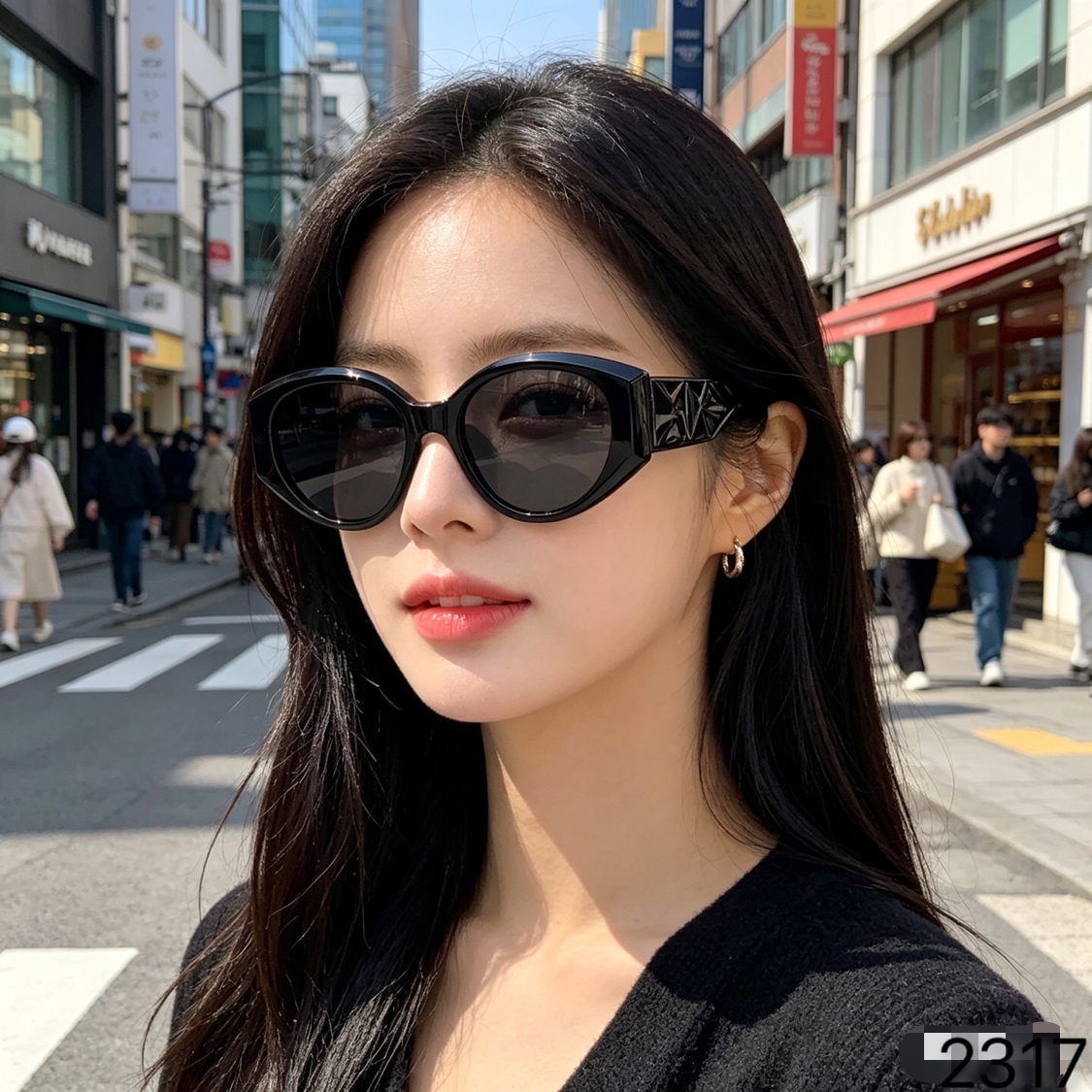 。。Chane*复古玳瑁猫眼偏光太阳镜女小脸防晒墨镜韩版时尚高级感开车眼镜男