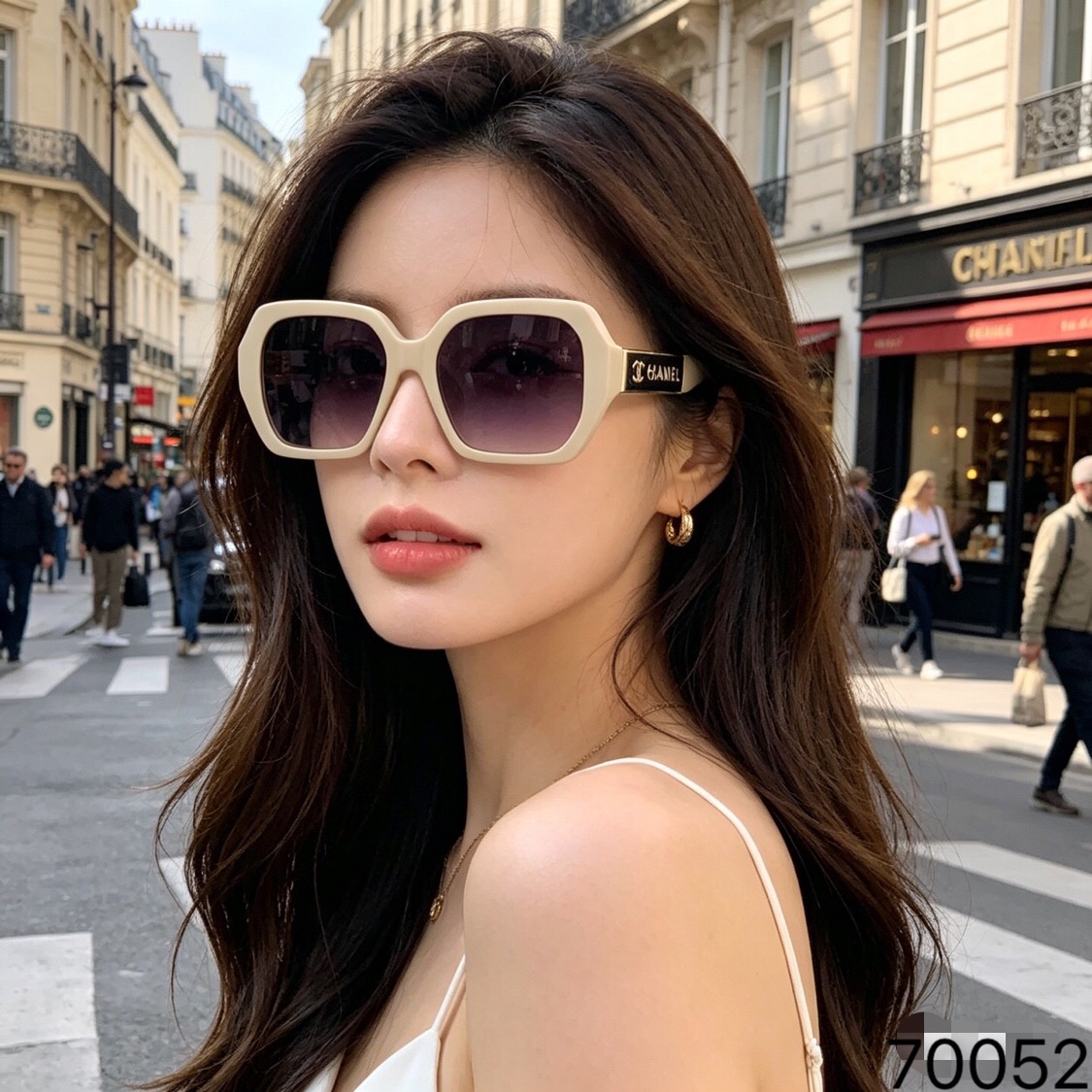 。。Chane*2026新款时尚方框太阳镜女轻奢墨镜防紫外线防晒圆脸大脸显瘦脸小