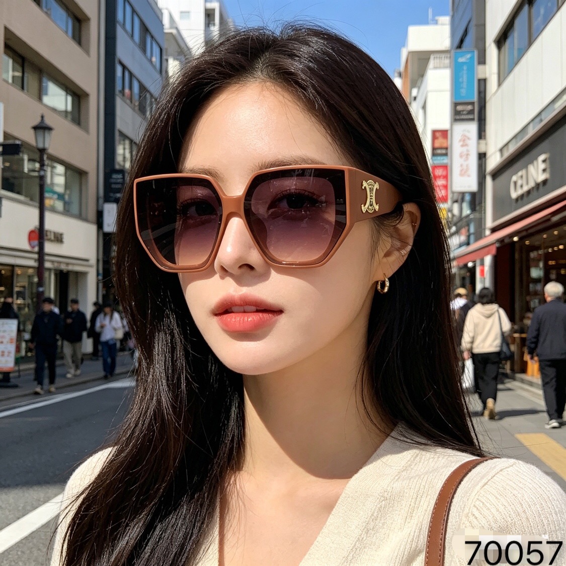 。。Celin*高级感复古方框太阳镜男女简约 ins 风小红书爆款防晒墨镜