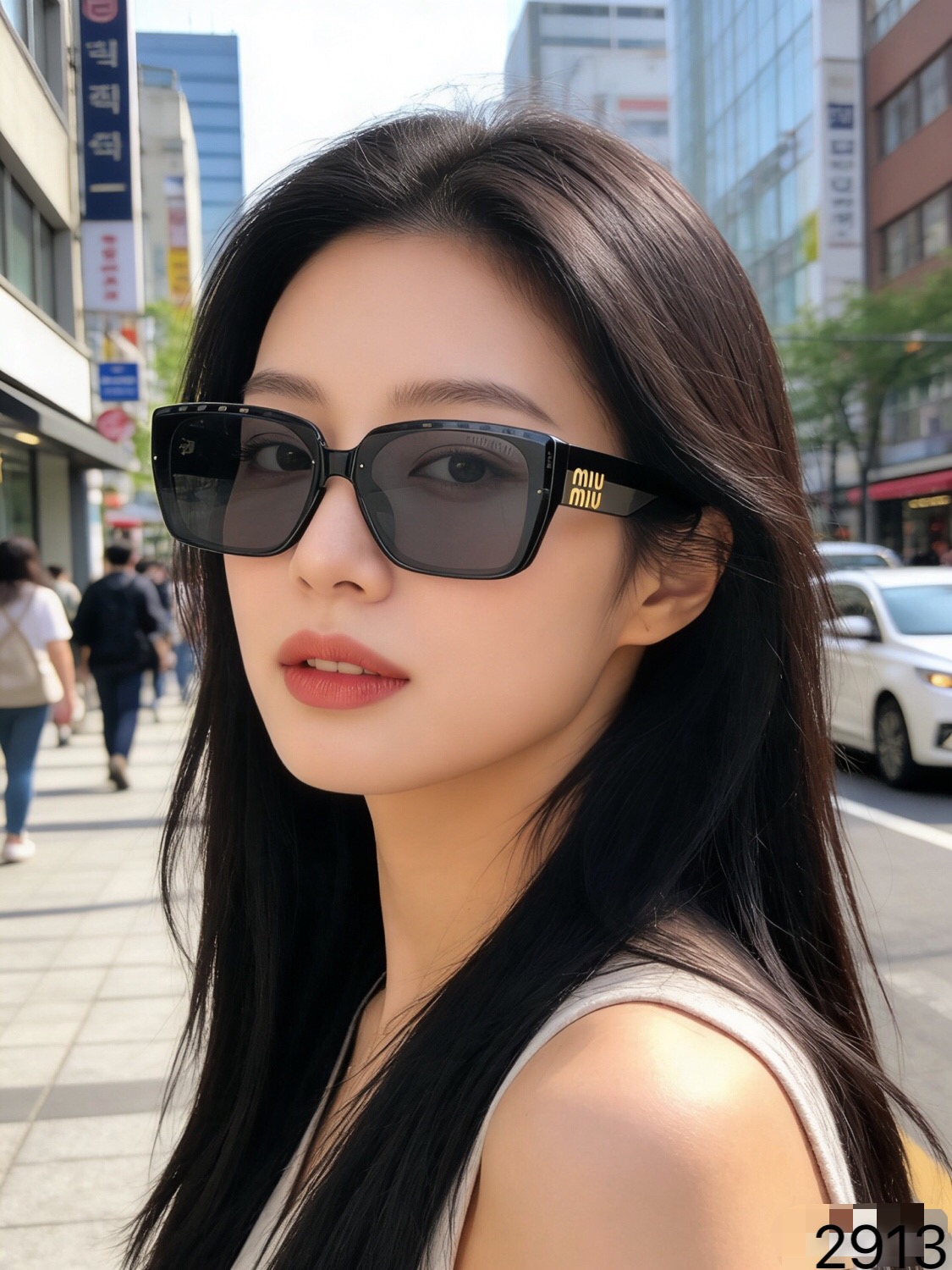 。。miumi*个性窄框墨镜宽腿小方框太阳镜素颜街拍开车防紫外线男女新款