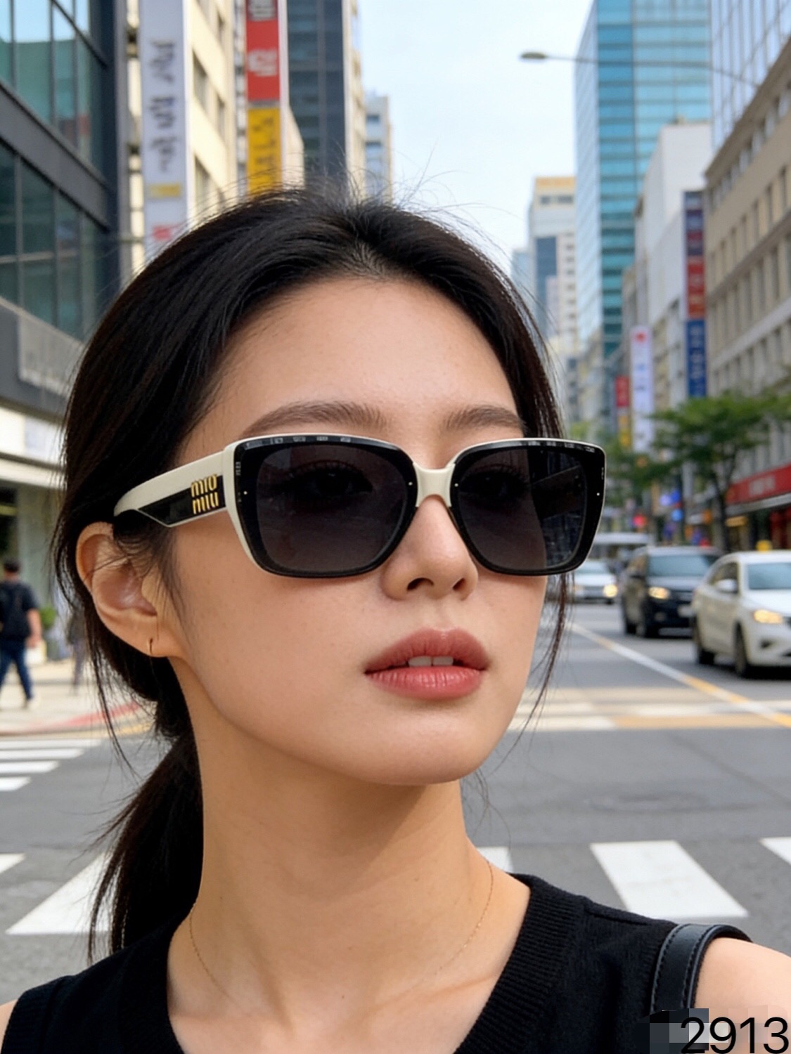 。。miumi*个性窄框墨镜宽腿小方框太阳镜素颜街拍开车防紫外线男女新款