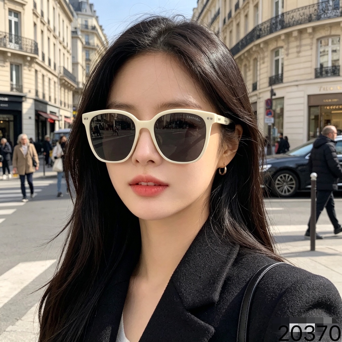 。。Chane*新款大框墨镜女潮素颜街拍圆脸太阳眼镜显脸小防紫外线