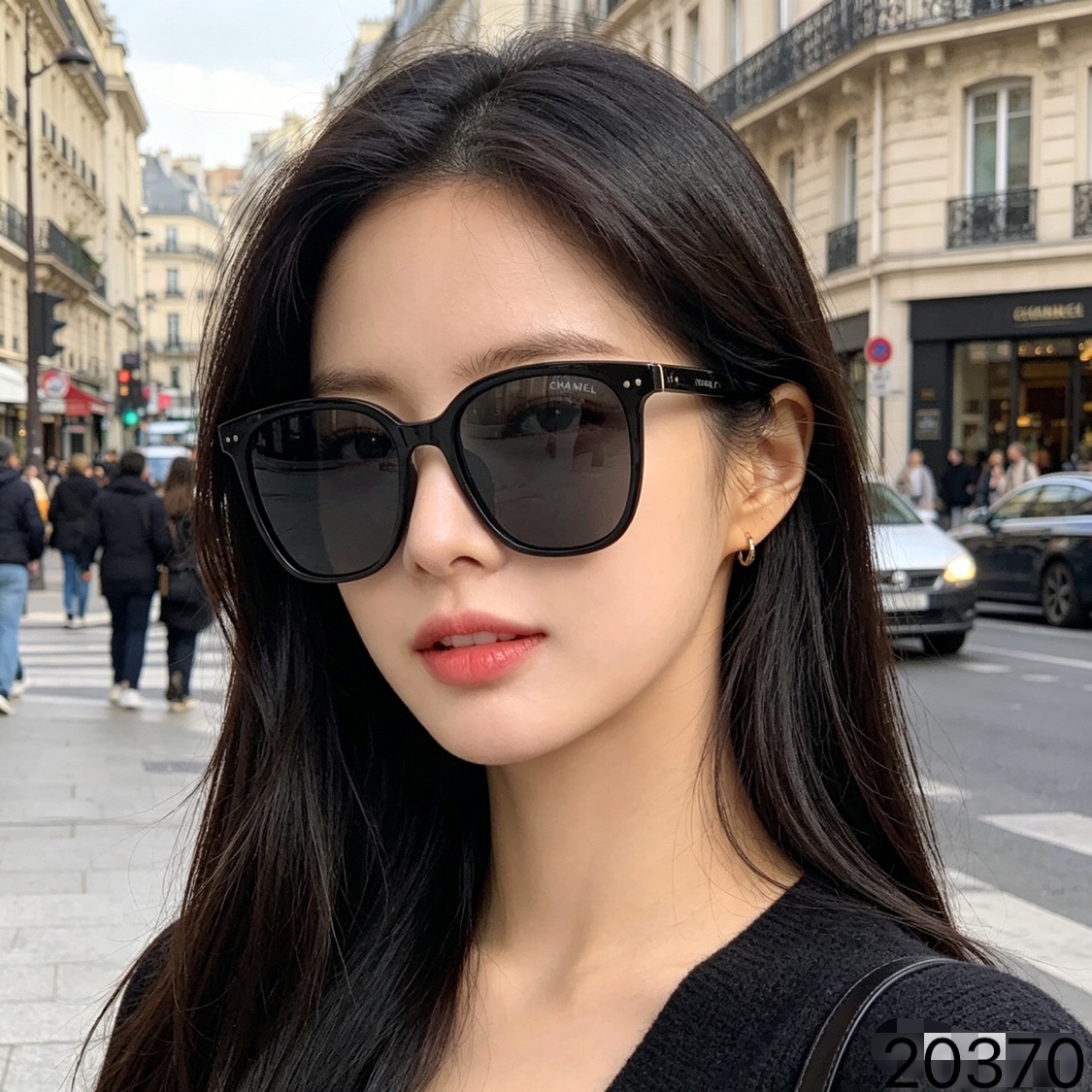 。。Chane*新款大框墨镜女潮素颜街拍圆脸太阳眼镜显脸小防紫外线
