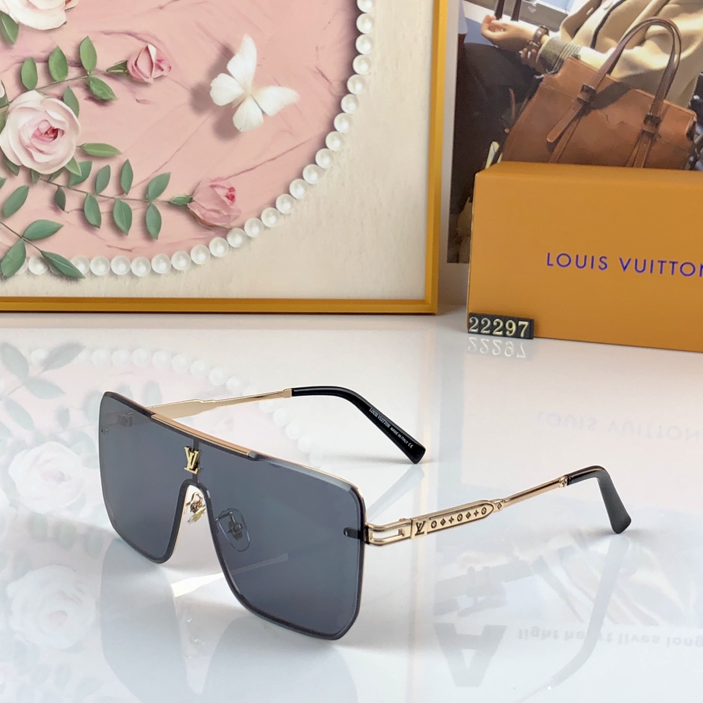。。Louis vuitto*新款时尚连体片太阳镜欧美时尚潮流墨镜防晒潮酷男女士金属眼镜