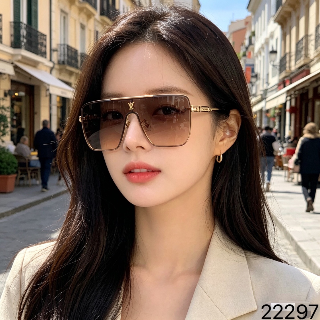 。。Louis vuitto*新款时尚连体片太阳镜欧美时尚潮流墨镜防晒潮酷男女士金属眼镜