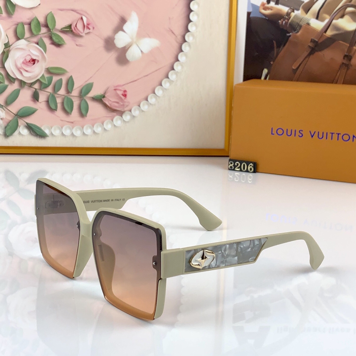 。。Louis vuitto*新款高级感大框方形时尚太阳镜复古休闲个性潮流女墨镜防紫外线