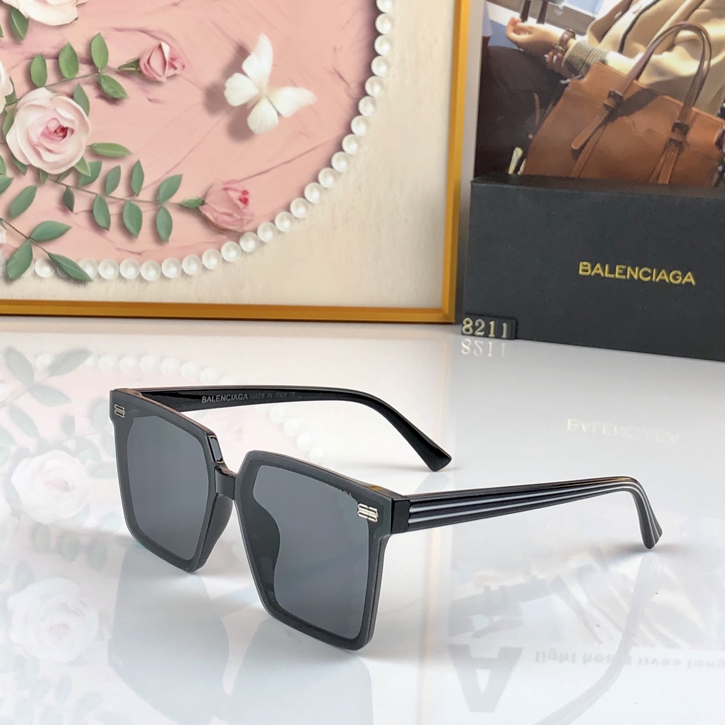 。。Balenciag*韩版高级感ins连体方框显脸小开车防紫外线防晒太阳镜