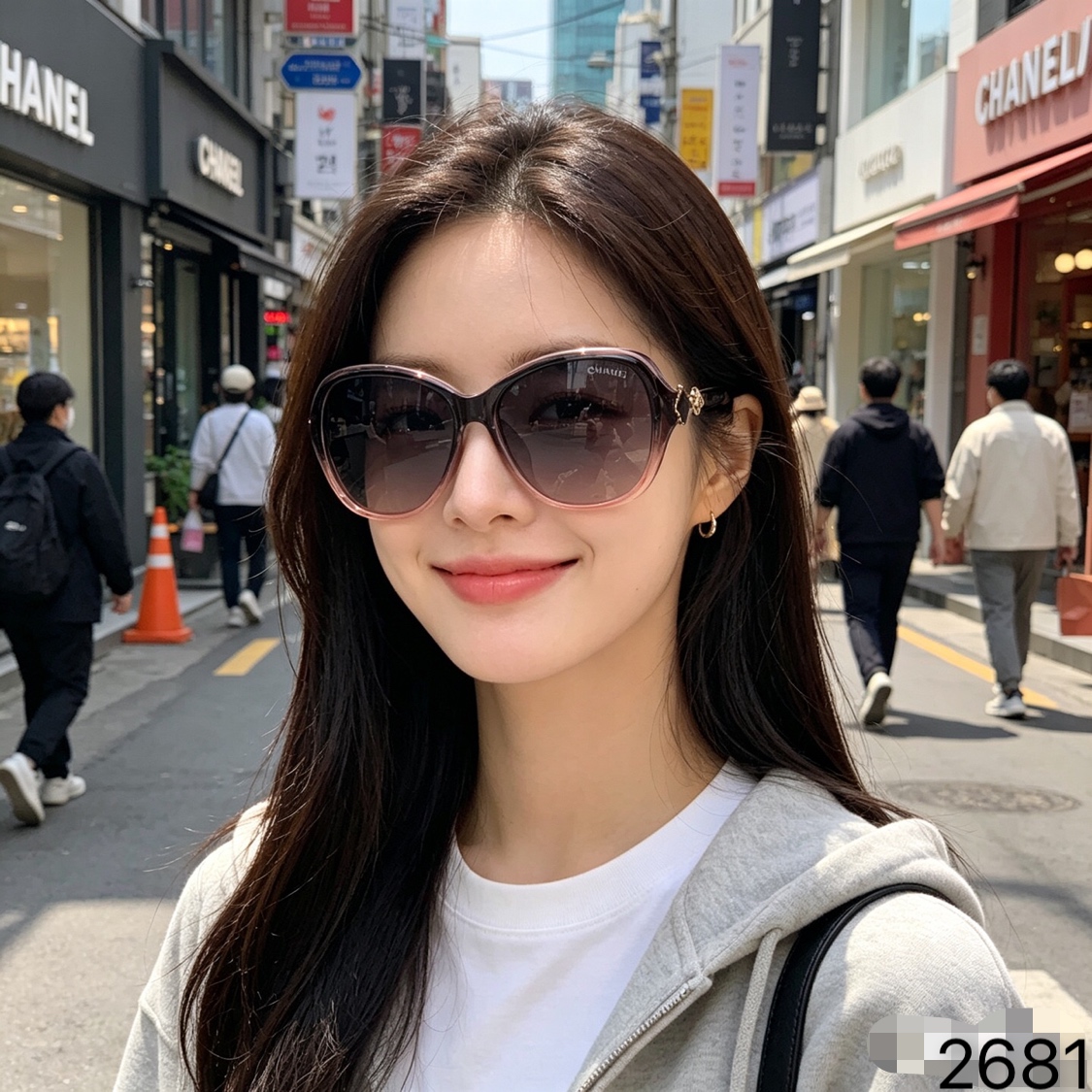 。。Chane*新款偏光太阳镜四叶草优雅女士潮流韩版墨镜时尚大框驾驶太阳镜