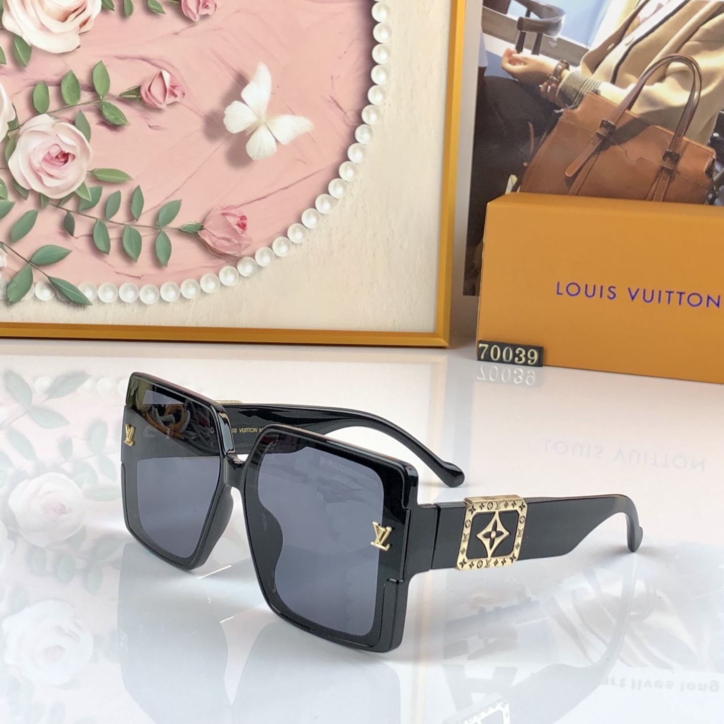 。。Louis vuitto*新款时尚高级感切边无框太阳眼镜女网红开车防紫外线墨镜防晒大框