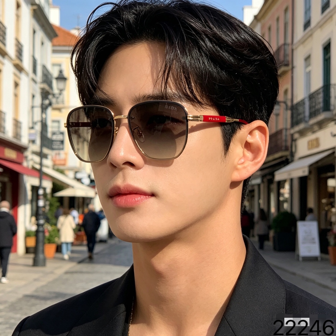 。。Prad*椭圆形太阳镜男女遮阳防晒显脸小高级感复古金属边框欧美潮牌墨镜