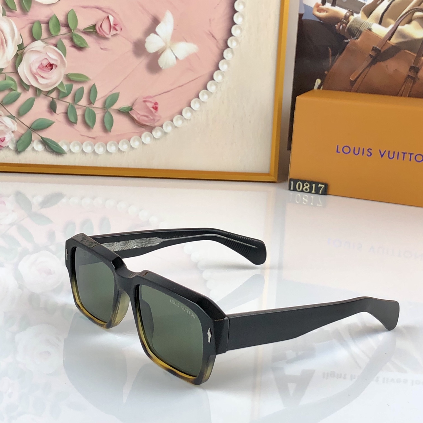 。。Louis vuitto*新款欧美时尚潮流厚框太阳镜复古高级感仿板材丙酸插针防晒墨镜