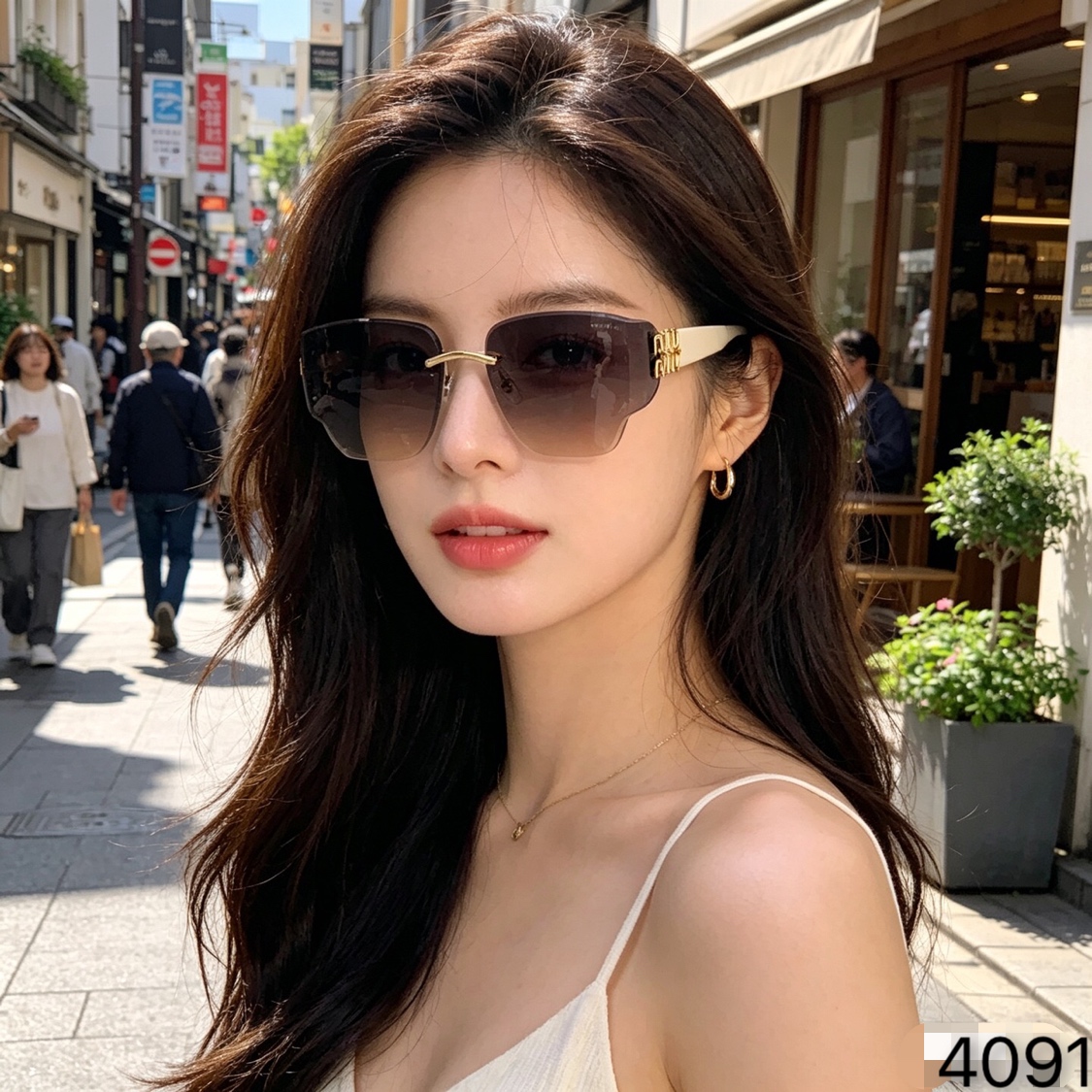 。。miumi*无框切边墨镜辣妹街拍凹造型防晒装饰太阳镜