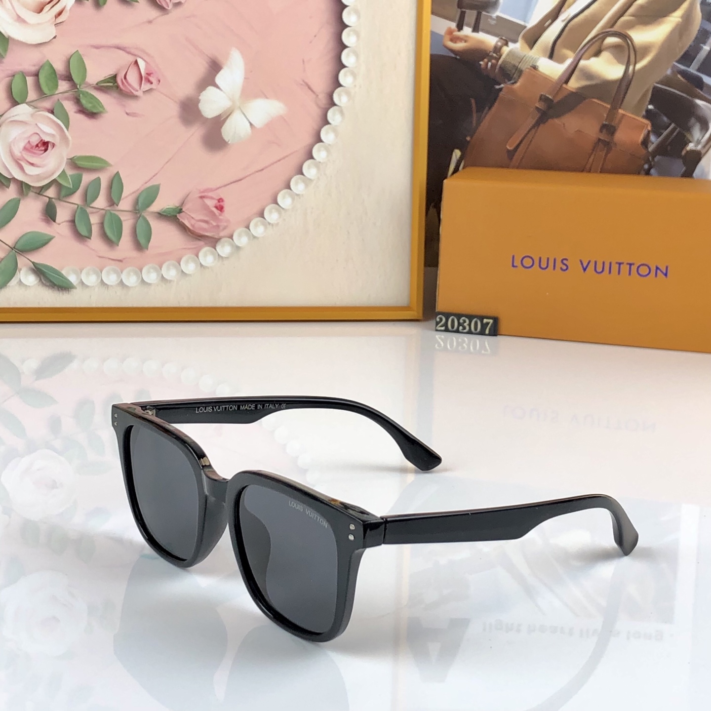 。。Louis vuitto*韩版复古黑超大框潮牌情侣墨镜明星方形圆脸潮人男女太阳眼镜