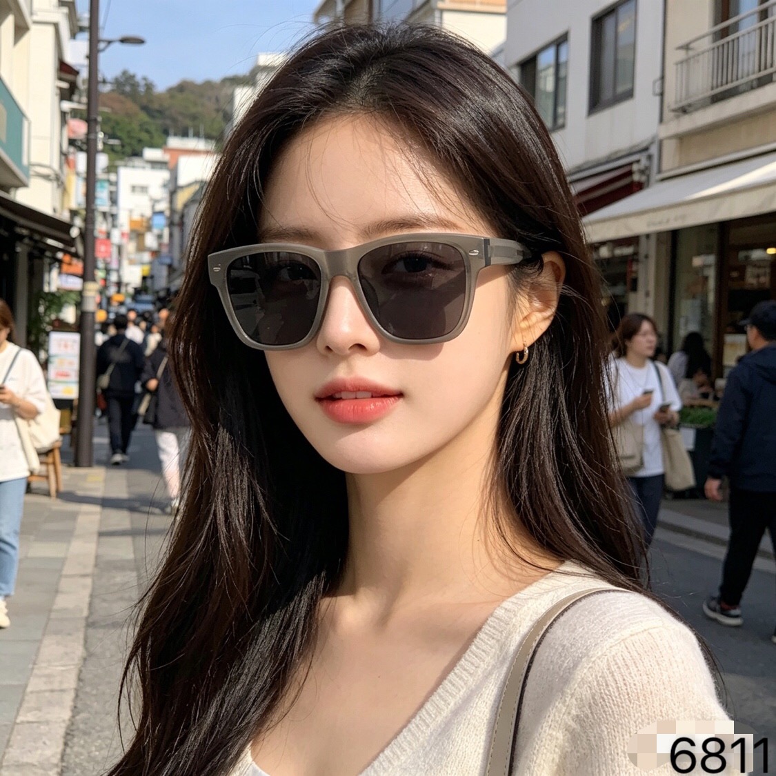 。。Gucc*墨镜男款高级感网红时尚米钉驾驶镜复古个性方形太阳镜女大脸