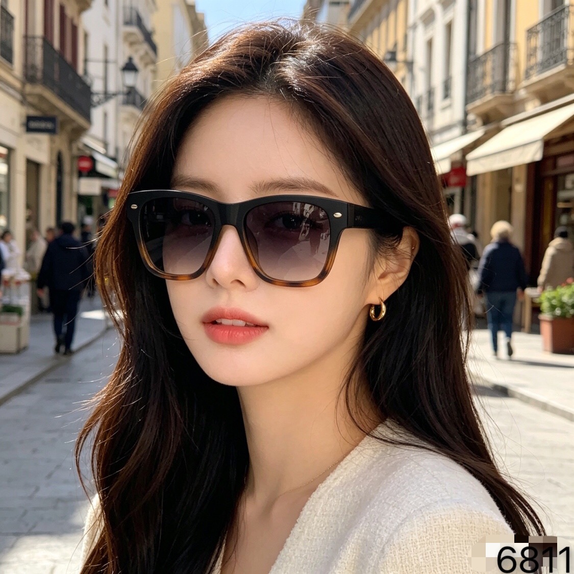 。。Gucc*墨镜男款高级感网红时尚米钉驾驶镜复古个性方形太阳镜女大脸