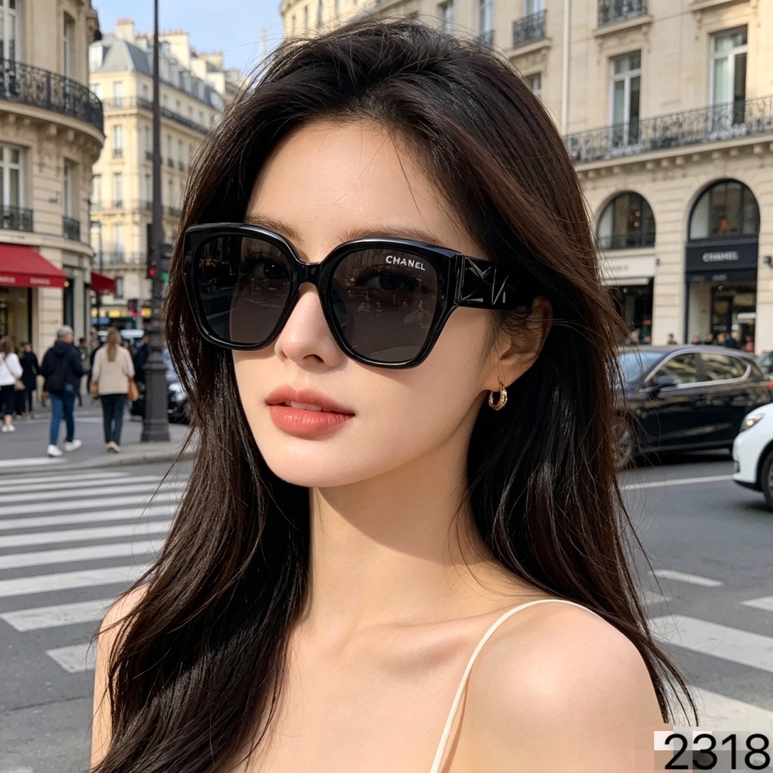 。。Chane*时尚猫眼大框偏光女士太阳镜高级感遮阳防紫外线开车墨镜可配度数