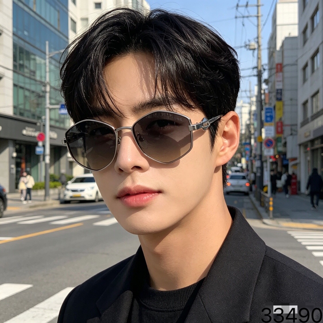 。。Celin*个性小清新街拍几何镜腿金属六边形太阳眼镜欧美时尚墨镜