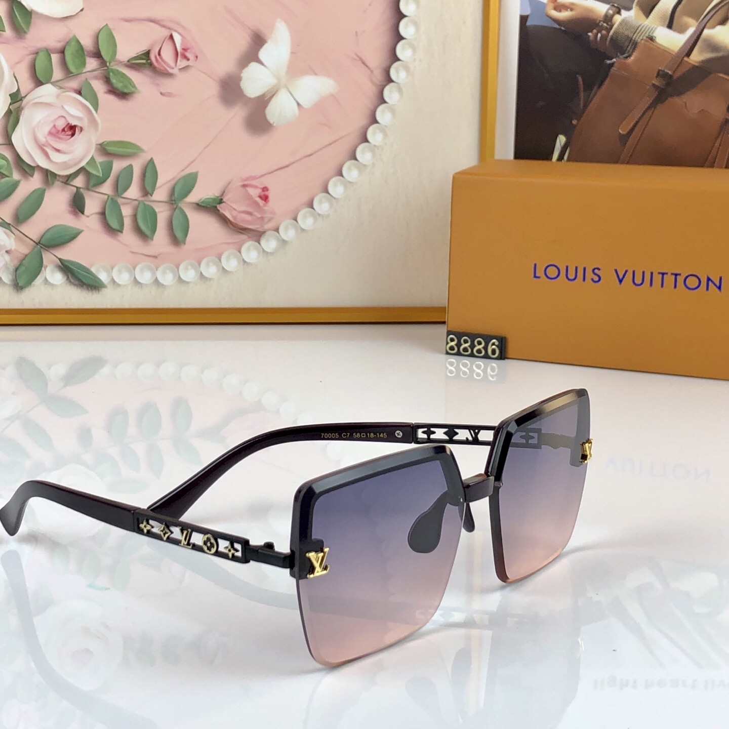 。。Louis vuitto*巴黎时装周同系列眼镜26年新款高级感轻奢风无框切边太阳镜
