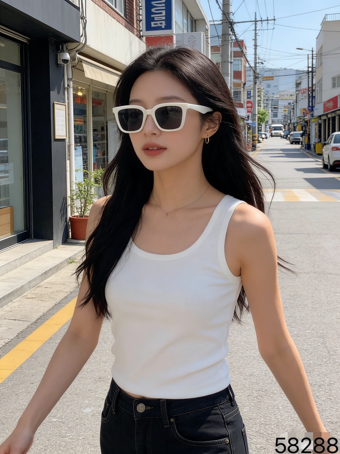 。。Gucc*时尚韩版墨镜女新款高级感大脸显瘦太阳镜防紫外线白框墨镜男