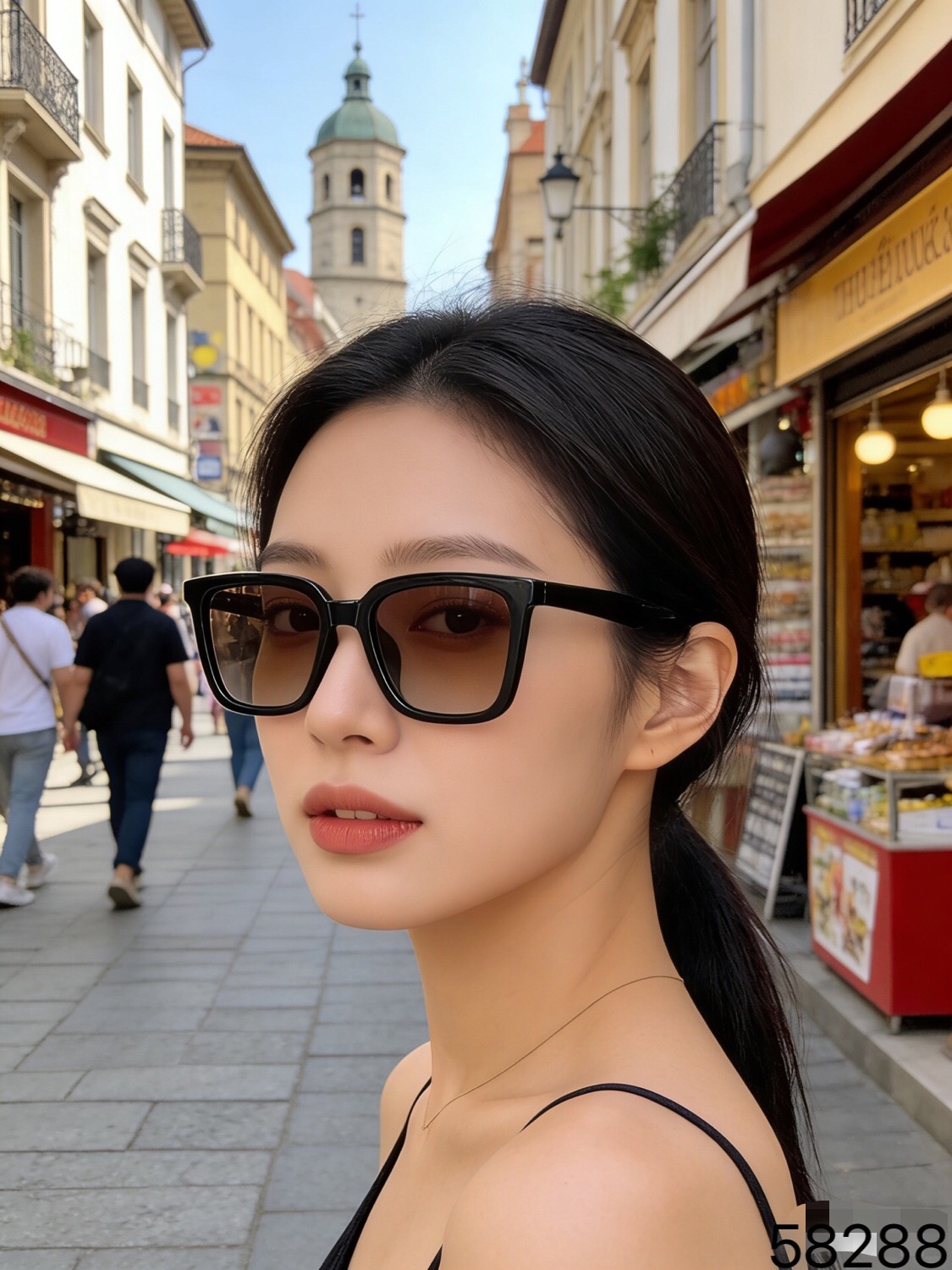。。Gucc*时尚韩版墨镜女新款高级感大脸显瘦太阳镜防紫外线白框墨镜男