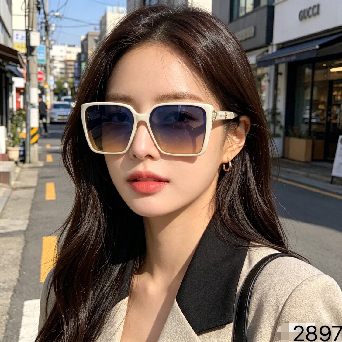 。。Gucc*韩版时尚新款墨镜时尚潮搭防晒网红街拍女士遮阳太阳眼镜