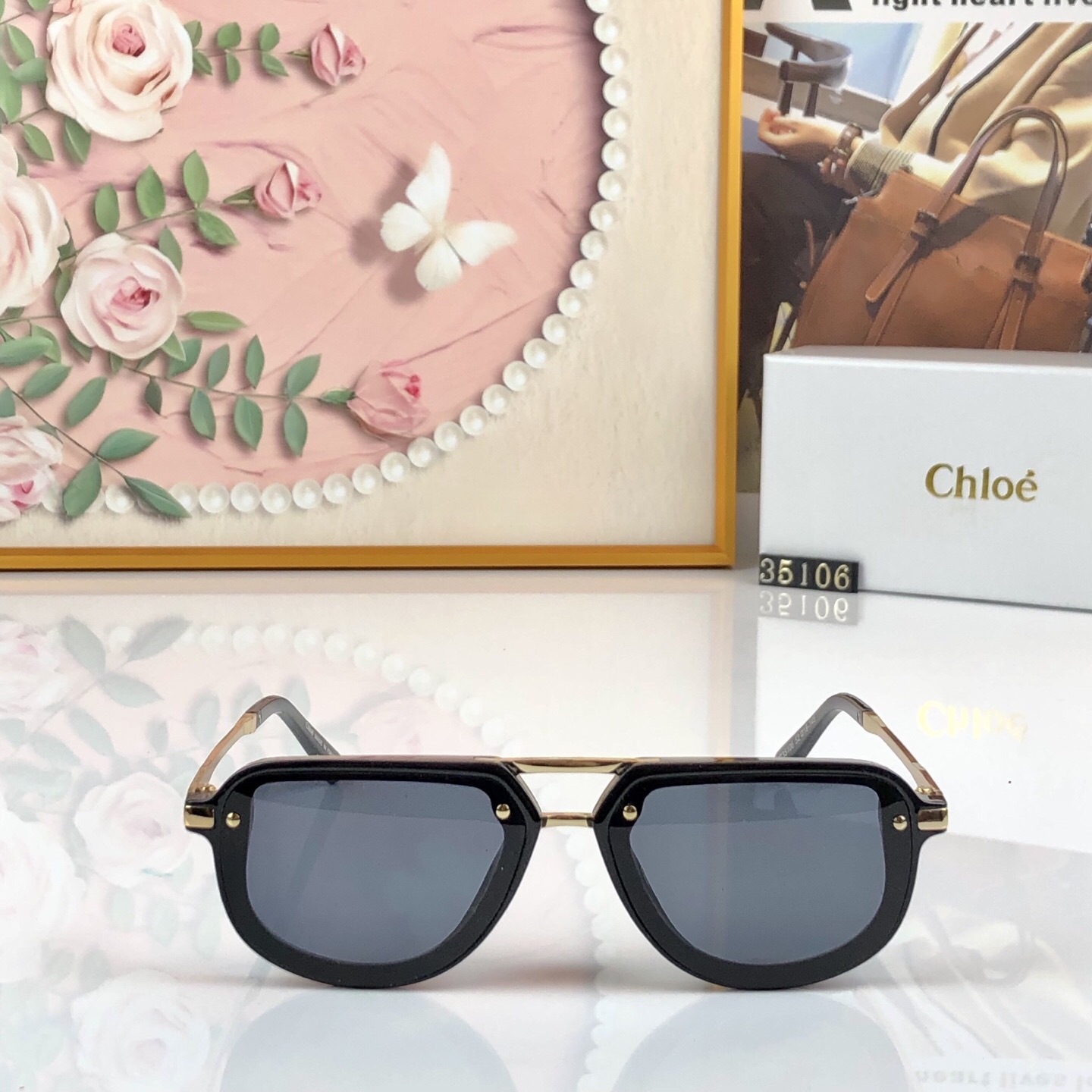 。。Chlo*新款双梁时尚太阳镜男女高级感欧美简约休闲百搭防紫外线墨镜