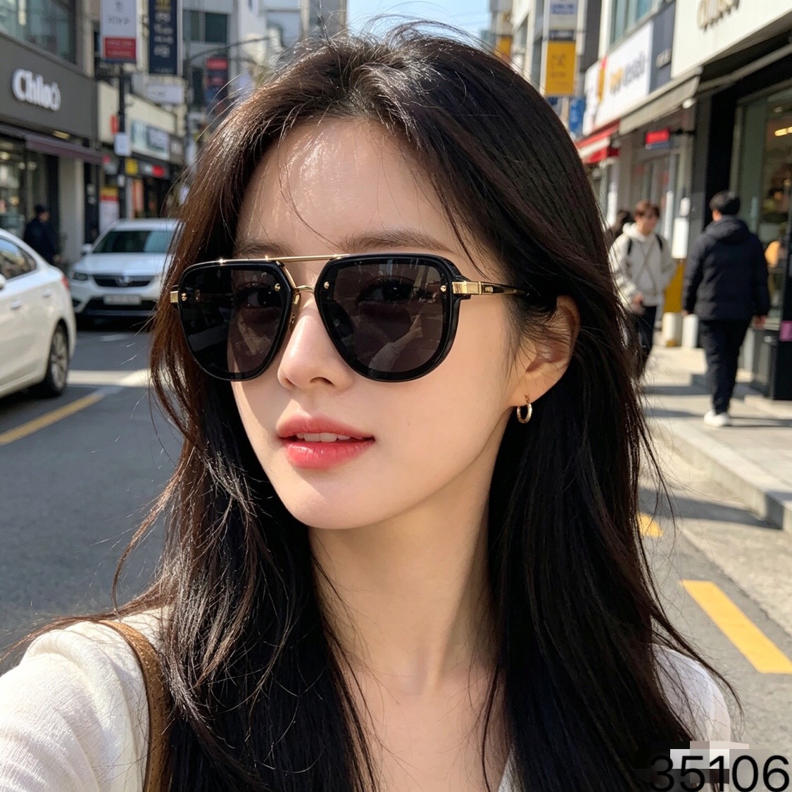。。Chlo*新款双梁时尚太阳镜男女高级感欧美简约休闲百搭防紫外线墨镜