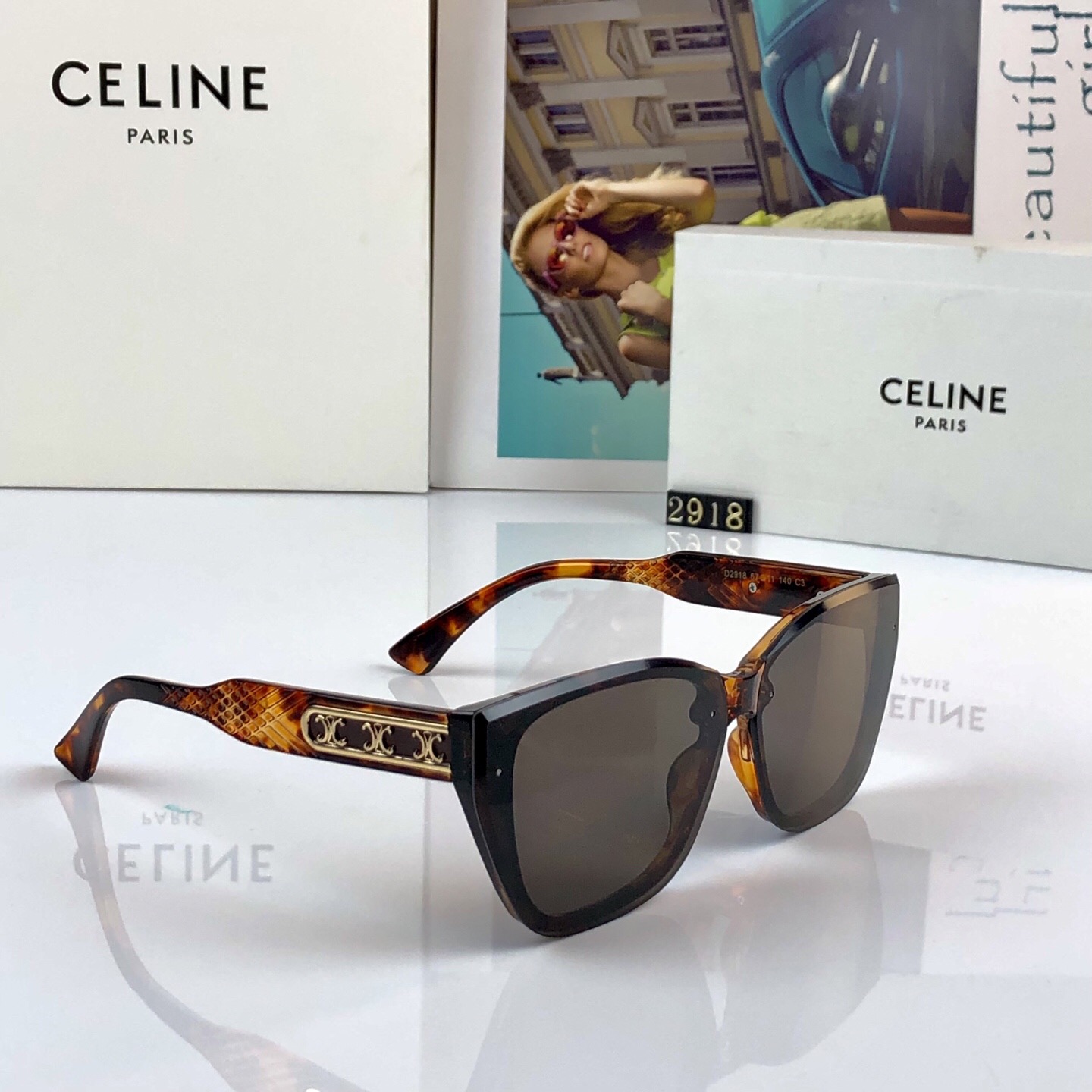 。。Celin*法式大框猫眼适合方圆脸墨镜女款潮夏季遮阳防紫外线大脸太阳眼镜