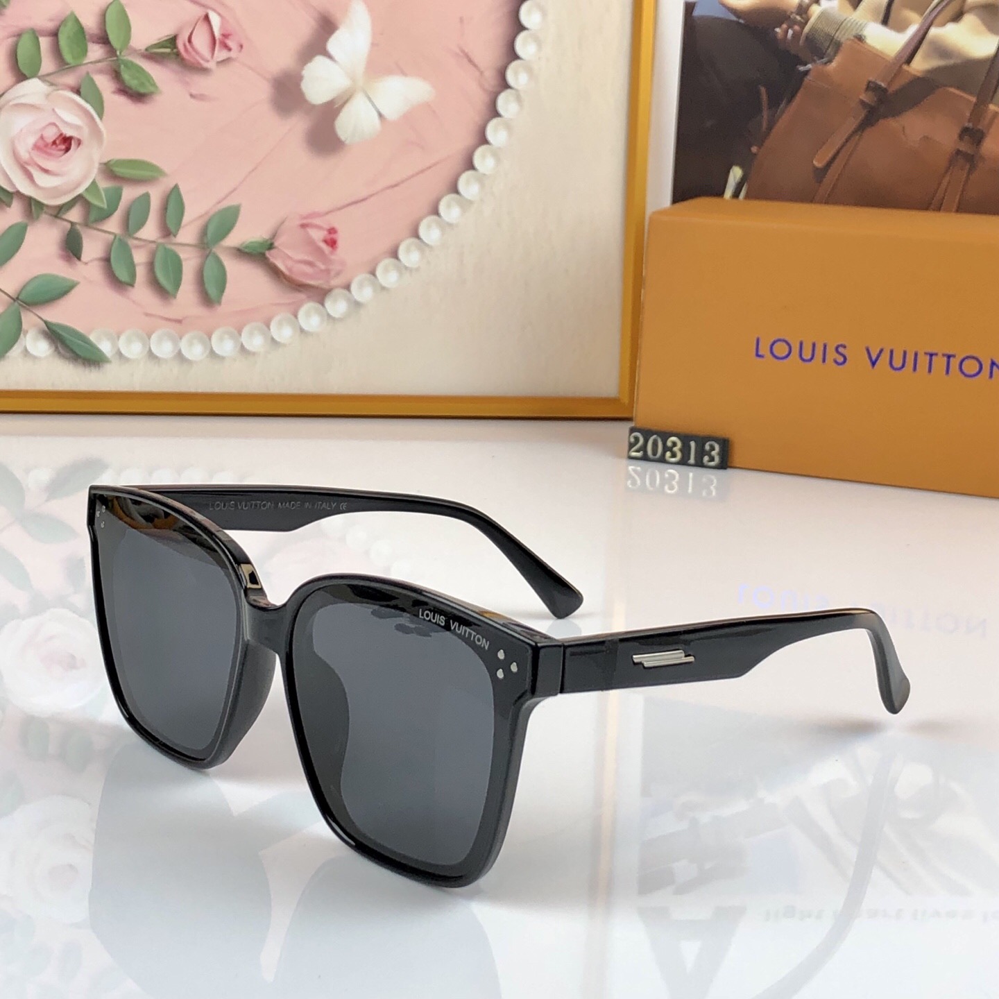 。。Louis vuitto*韩版复古方形墨镜夏季海边明星款大脸显瘦防紫外线太阳镜男女