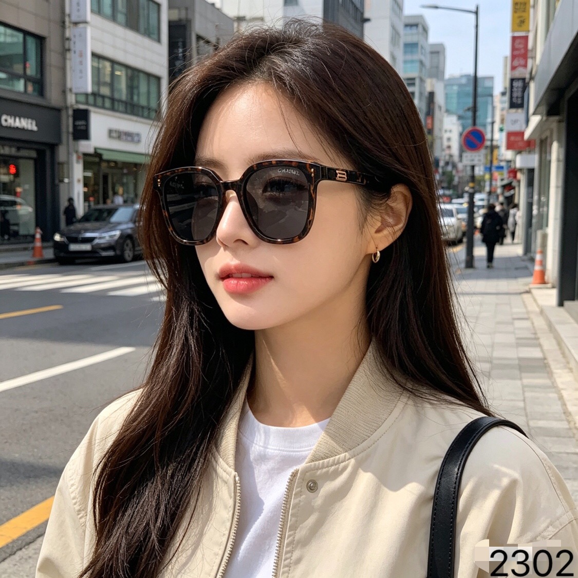 。。Chane*个性墨镜女款偏光方形圆脸韩版时尚太阳眼镜大框可配近视防紫外线