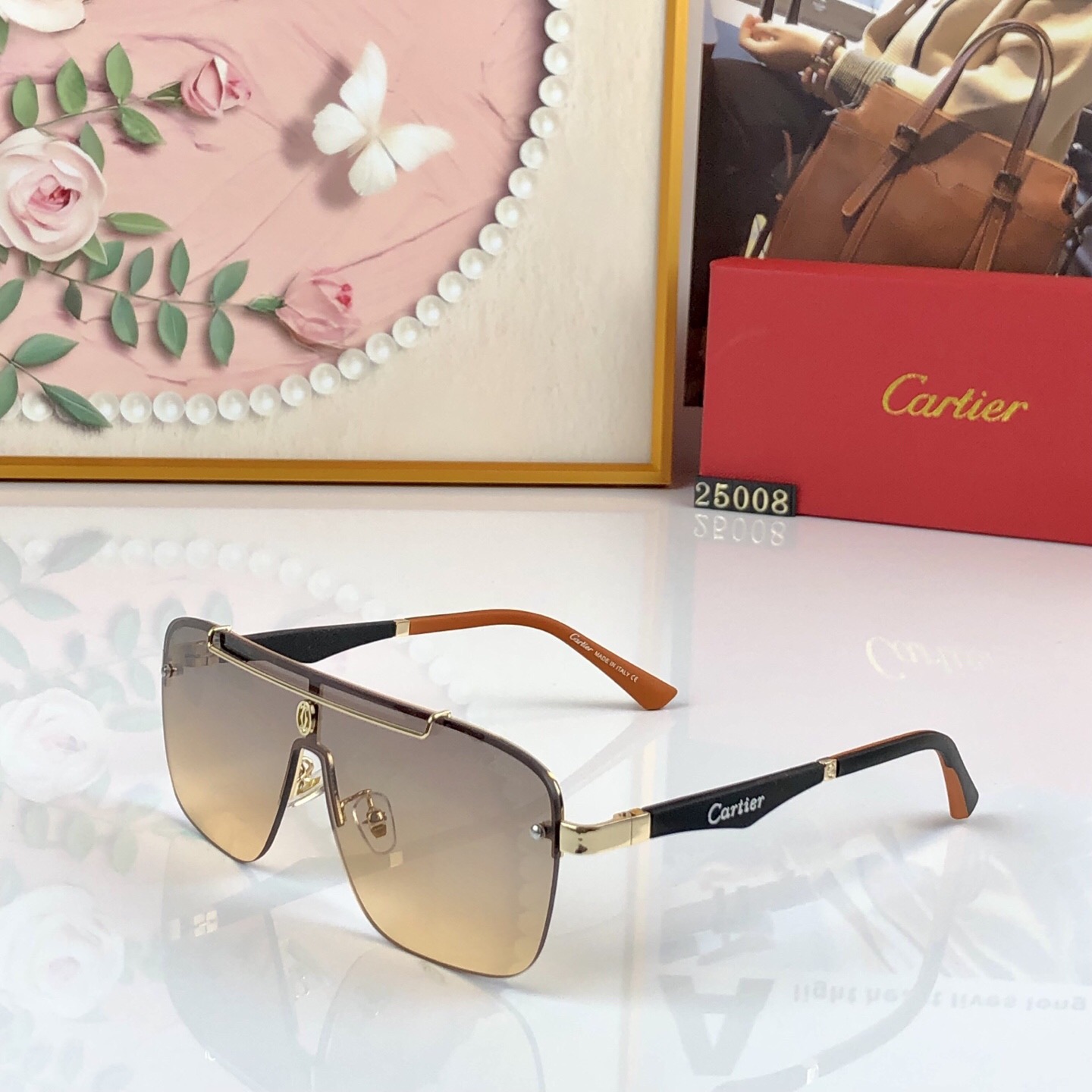 。。Cartie*经典切边飞行员墨镜酷帅高级感百搭双梁个性无框金属太阳镜