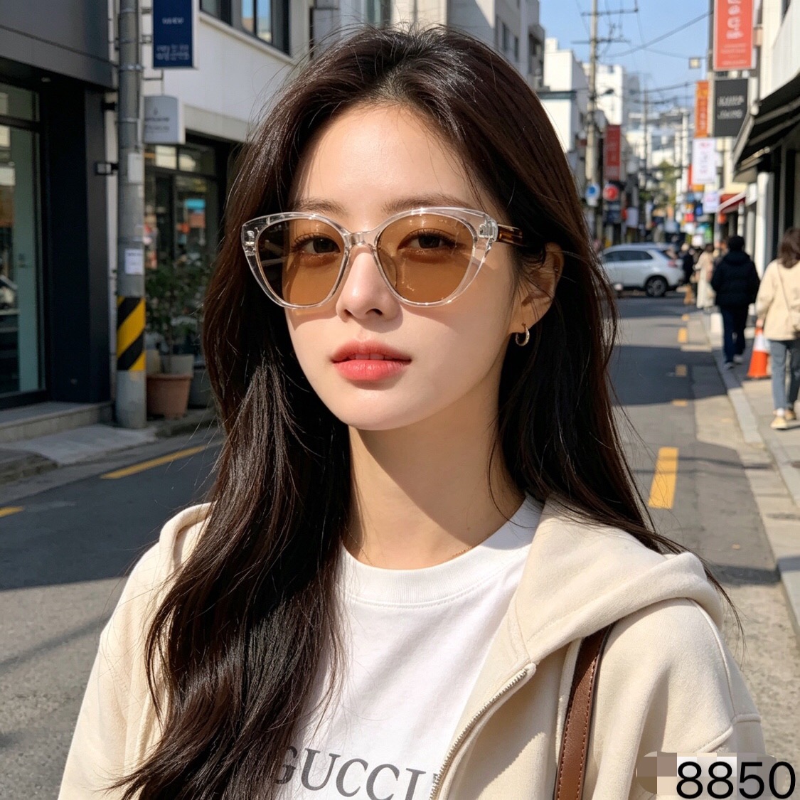 。。Gucc*Jennie同款小猫眼墨镜时髦感精致网红高级凹造型太阳眼镜拍照圆脸