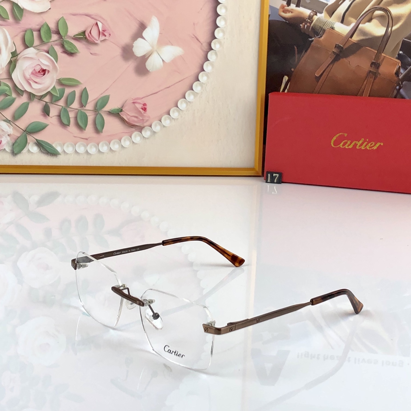 。。Cartie*新款眼镜架时尚百搭金属框高鼻托男士款平光近视眼镜框架