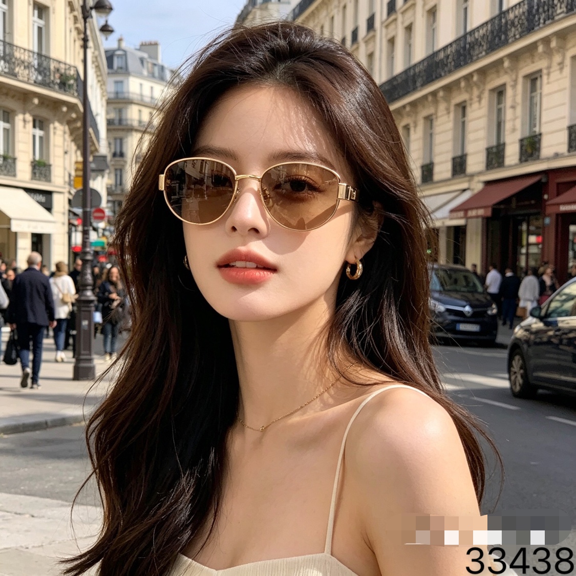 。。Celin*同款复古金属椭圆墨镜女款时髦凹造型防紫外线太阳眼镜