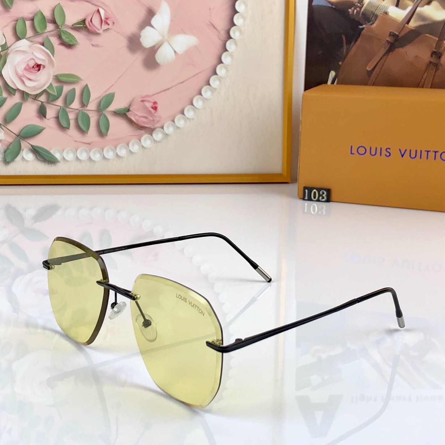 。。Louis vuitto*网红高级感无框切边墨镜新款轻奢时尚太阳镜防紫外线遮阳镜