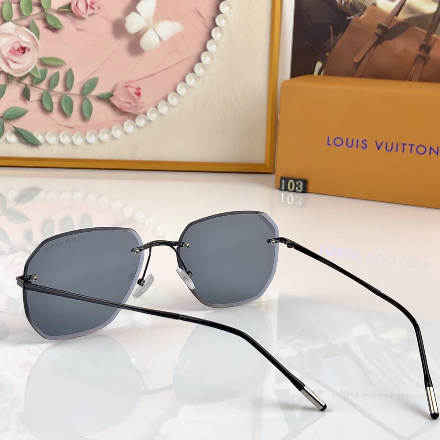 。。Louis vuitto*网红高级感无框切边墨镜新款轻奢时尚太阳镜防紫外线遮阳镜