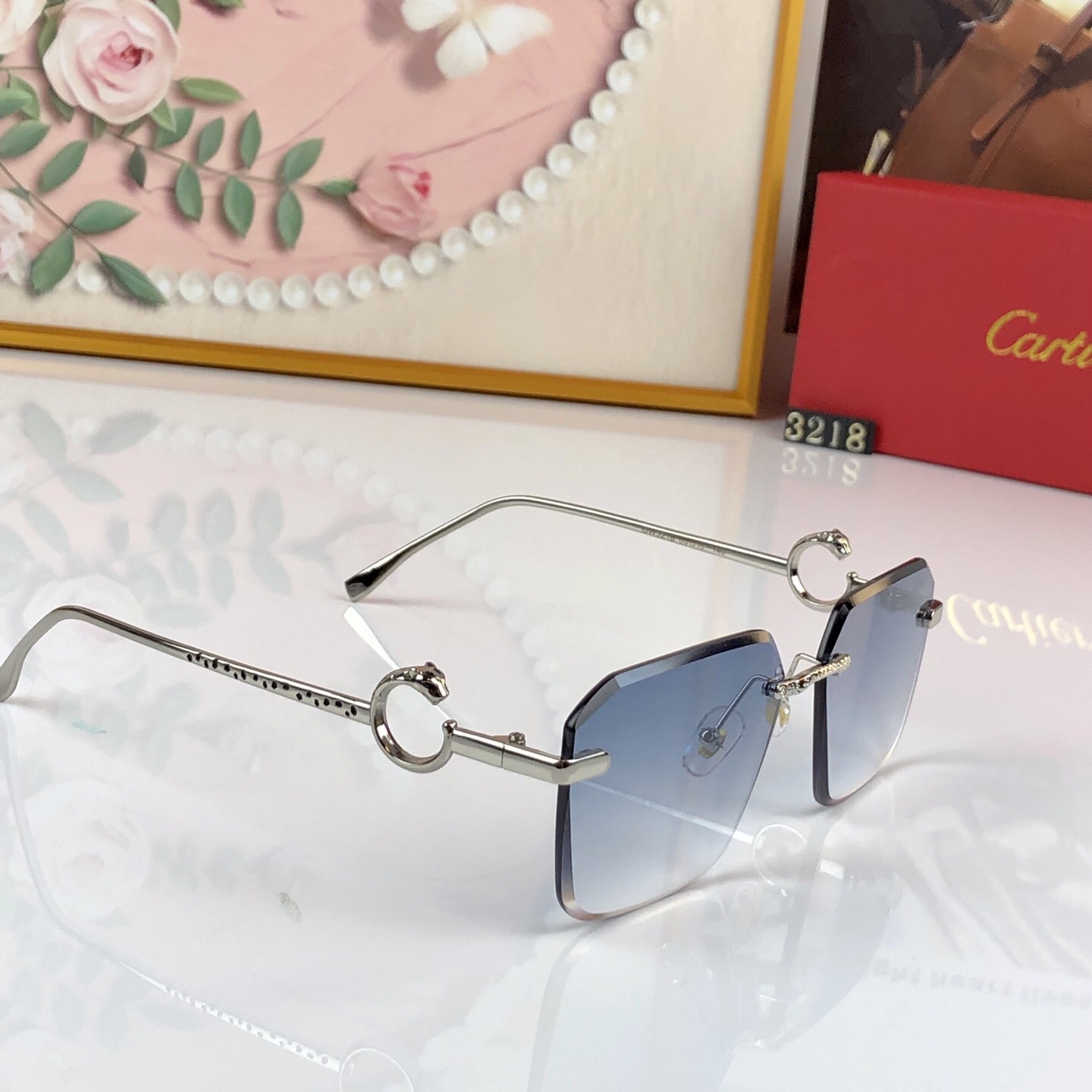 。。Cartie*金属个性切边时尚无框太阳镜遮阳高级质感欧美街拍潮男女墨镜