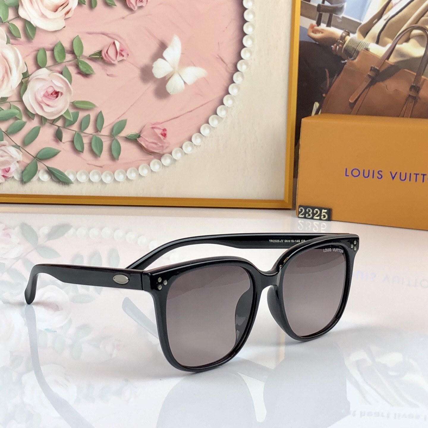 。。Louis vuitto*韩版复古大框墨镜女时尚黑色太阳眼镜大脸遮阳防晒防紫外线潮