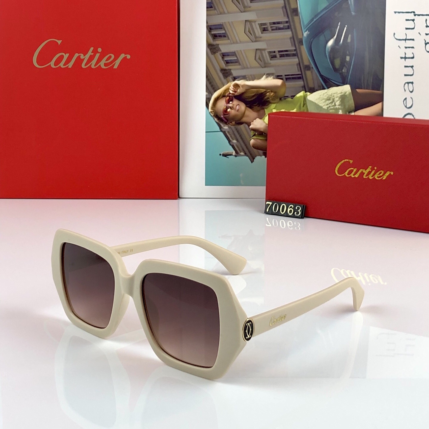 。。Cartie*新款高级复古感潮流时髦方框显脸小百搭防紫外线太阳眼镜遮阳墨镜