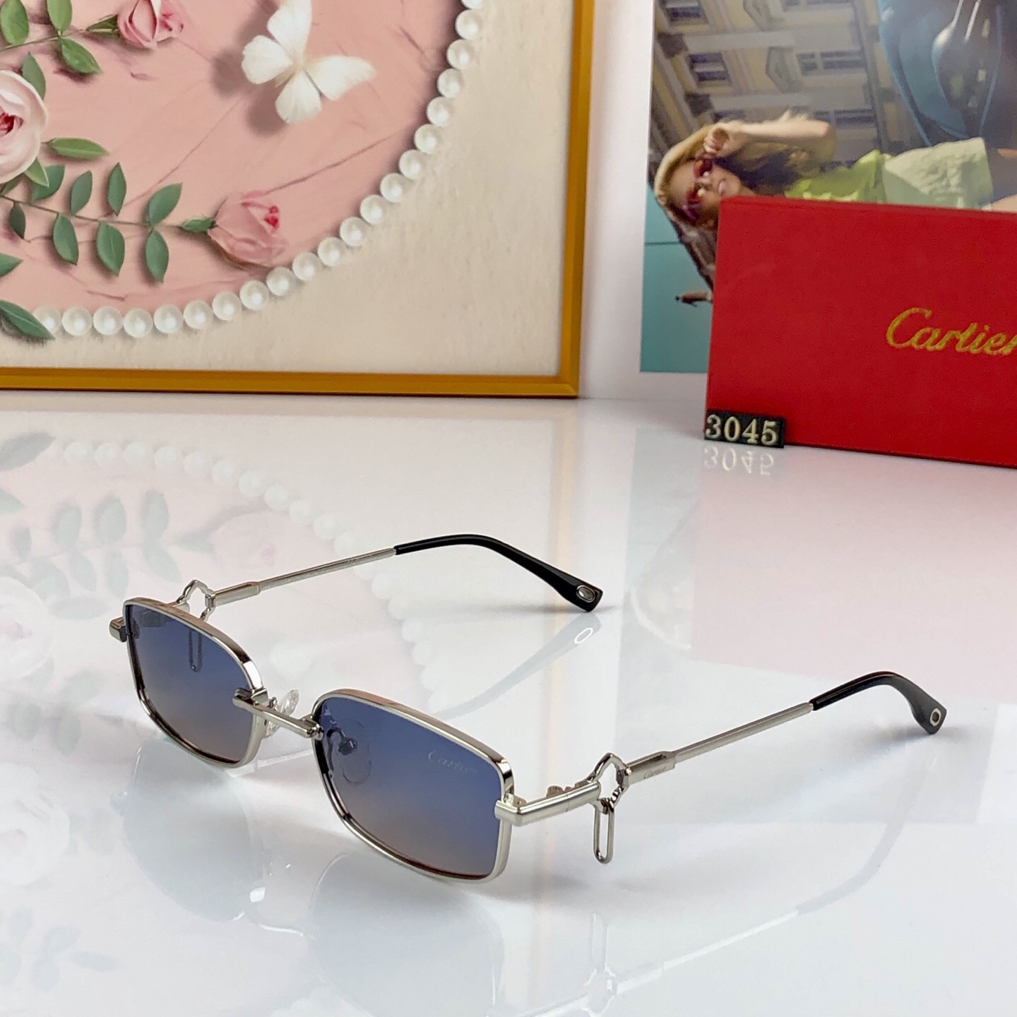 。。Cartie*新款复古方框个性墨镜女金属偏光太阳镜男防外线开车驾驶拍照眼镜