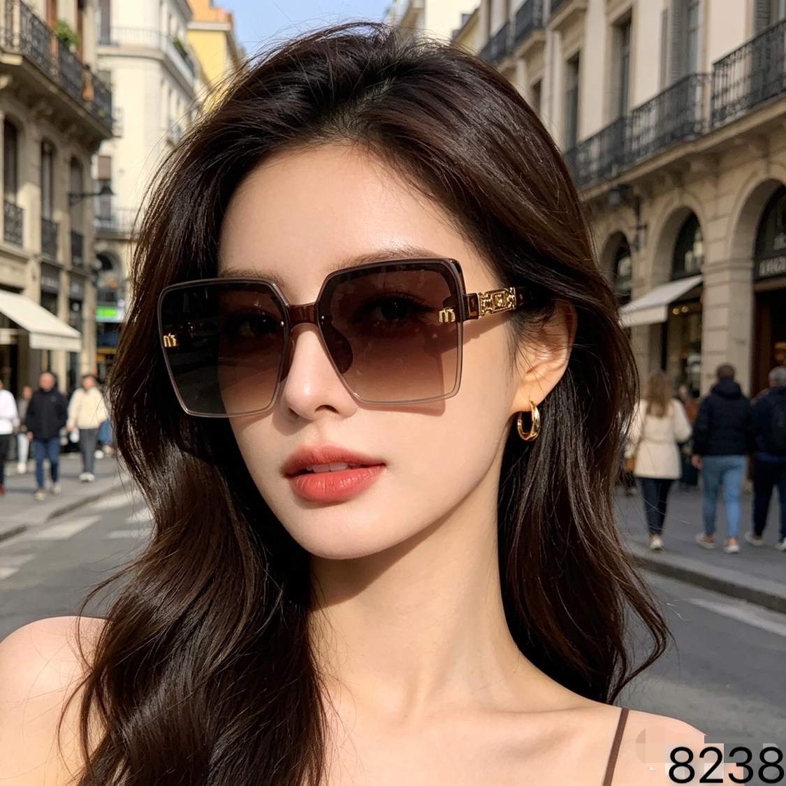 NO:823381,miumi* large frame black round face large face anti-UV visor sunglasses for women, fashionable and high-end square glitter visor glasses sunglasses, glasses, miumiu19860909miumi*大框黑色圆脸大脸防紫外线遮阳墨镜女潮气质高级感方形闪粉遮阳镜眼镜墨镜太阳镜,眼镜,miumiu,glasses