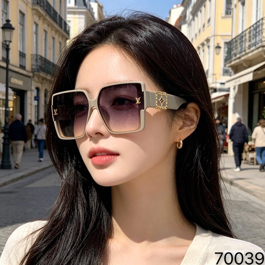 🔥🔥Louis vuitto*新款高级感大框方形时尚太阳镜复古休闲个性潮流女墨镜防紫外线