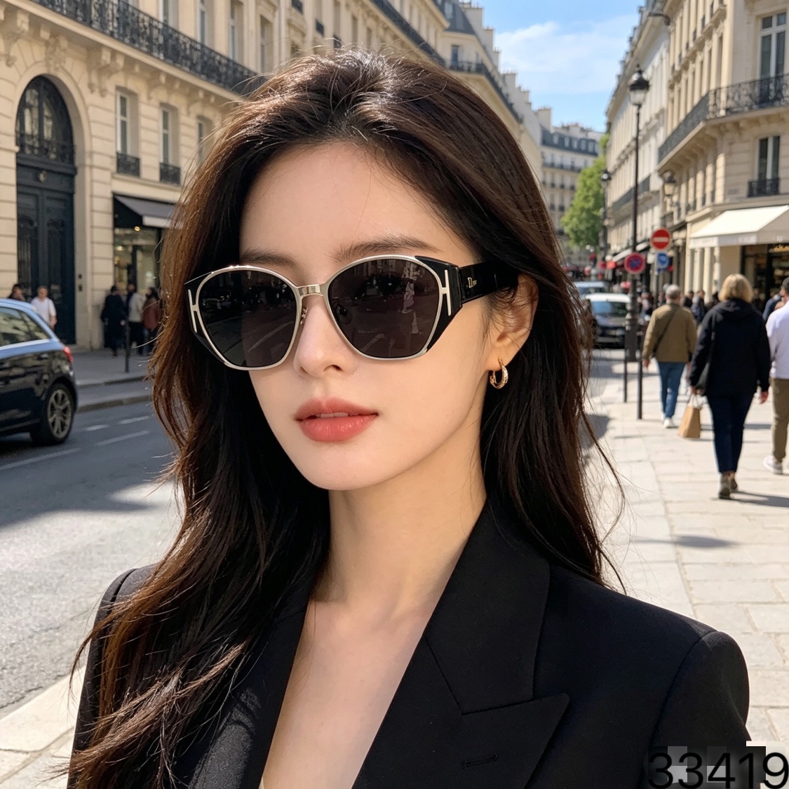 🔥🔥Dio*欧美辣妹复古猫眼墨镜女高级感金属旅游玳瑁色太阳眼镜方圆脸显瘦
