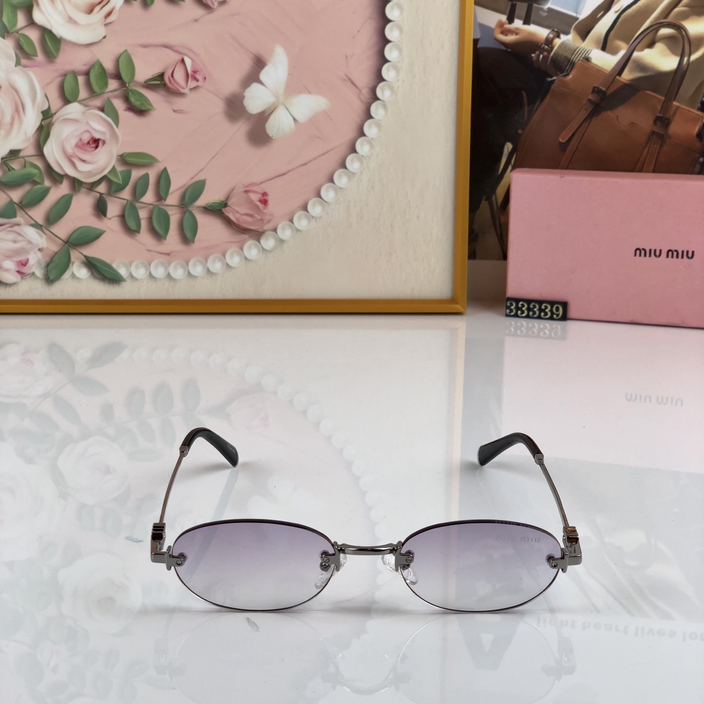 🔥🔥miumi*网红同款眼镜小框椭圆金属高级感纯欲高智感无框太阳镜