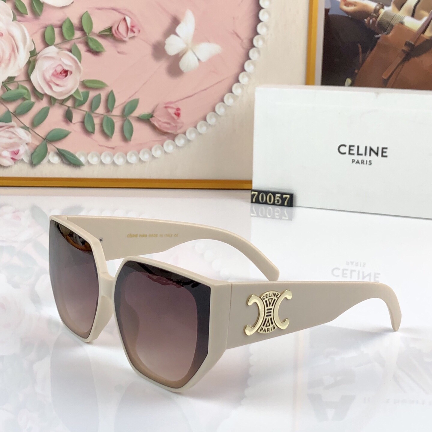 🔥🔥Celin*高级感凯旋门墨镜女款复古方框时髦太阳镜凹造型ins网红时尚遮阳