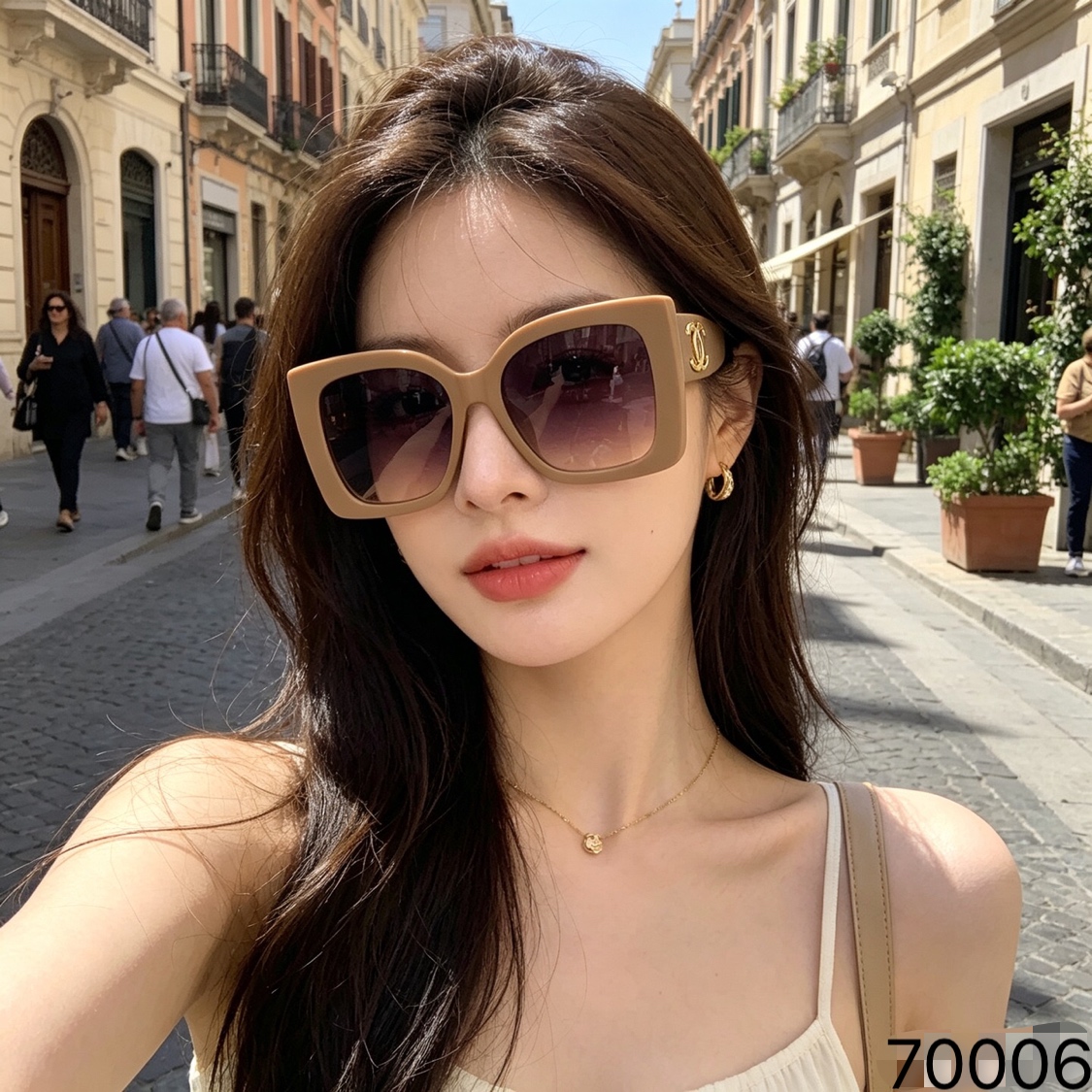 🔥🔥Chane*方形白色墨镜女潮高级感网红款个性方圆脸显瘦2026新款欧美风