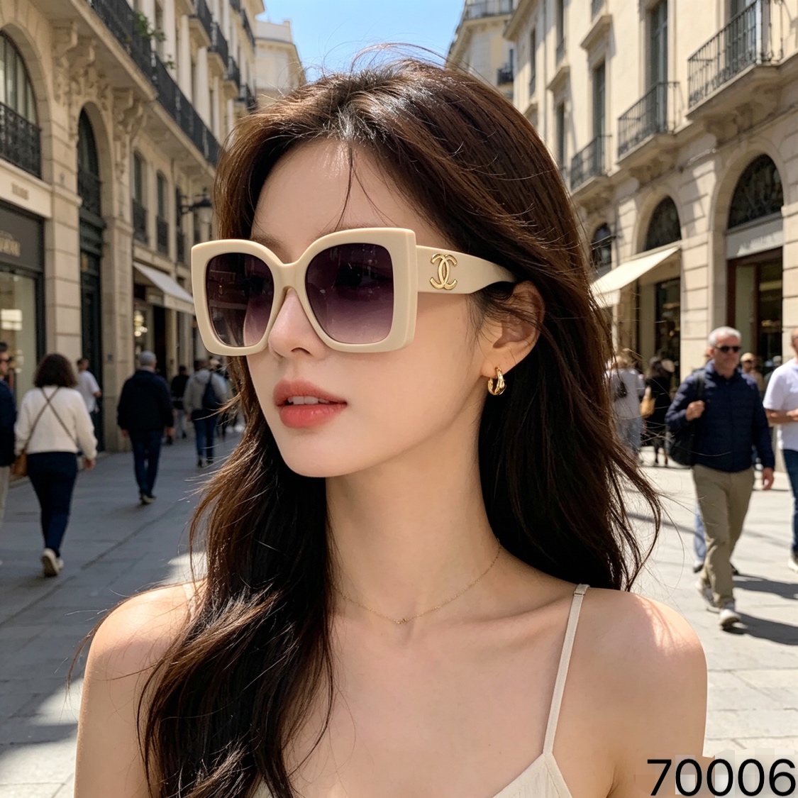 NO:826319,Chane* square white sunglasses for women, trendy, high-end, Internet celebrity style, personality, round face, slimming, 2026 new European and American style glasses, sunglasses, sunglasses, glasses, chanel19860909Chane*方形白色墨镜女潮高级感网红款个性方圆脸显瘦2026新款欧美风眼镜墨镜太阳镜,眼镜,chanel,glasses