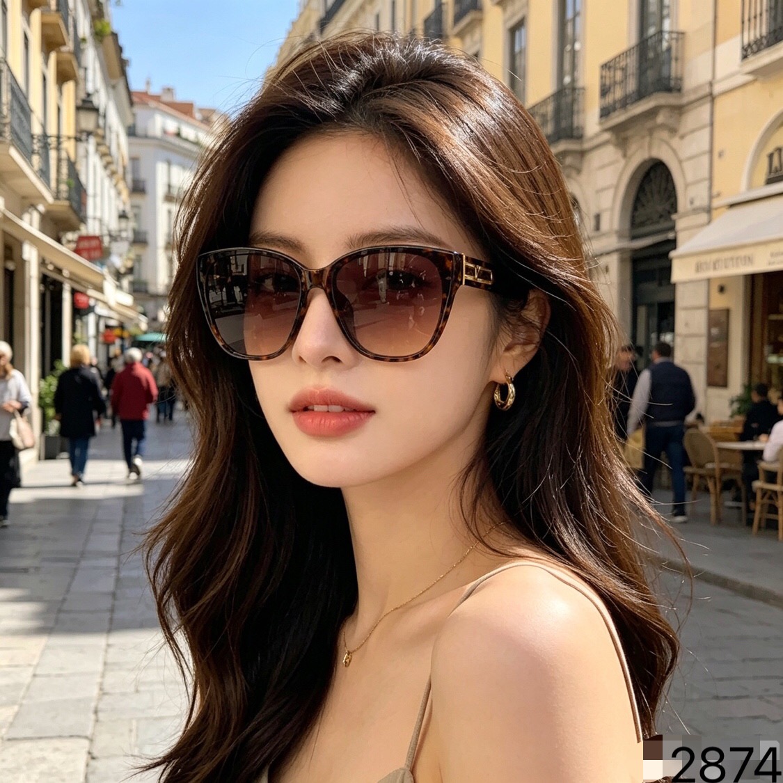 🔥🔥Louis vuitto*新款高级感椭圆框太阳镜女时尚防晒百搭显脸小防紫外线墨镜UV400